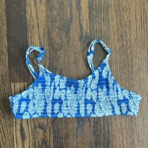 Blue Patterned Women's Swim Top